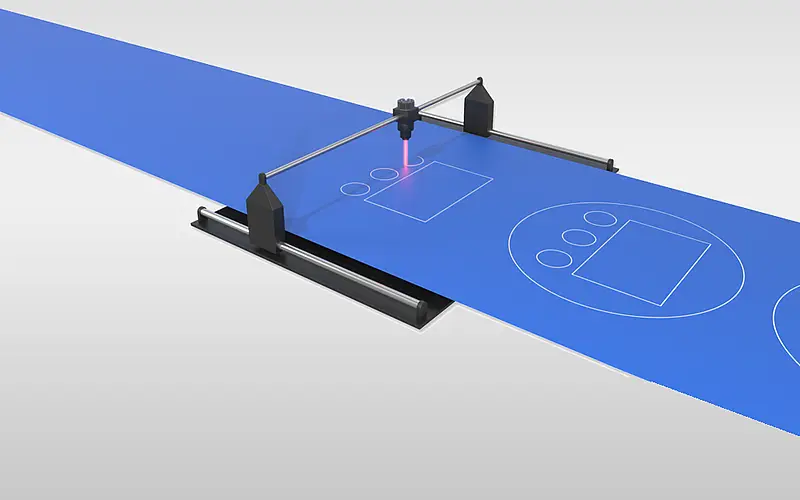 Illustration of a laser over a material web