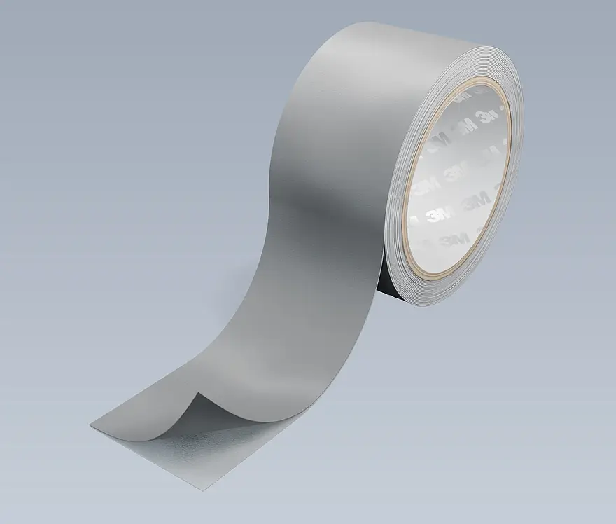 Rolled multilayer adhesive material with an unwound web