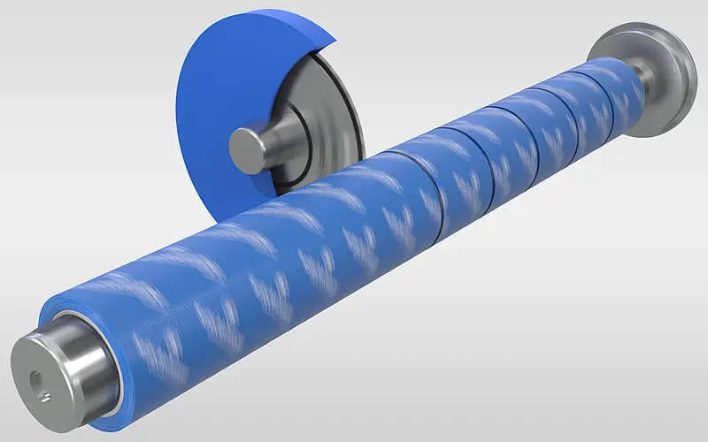 Illustration of a material roll being slit