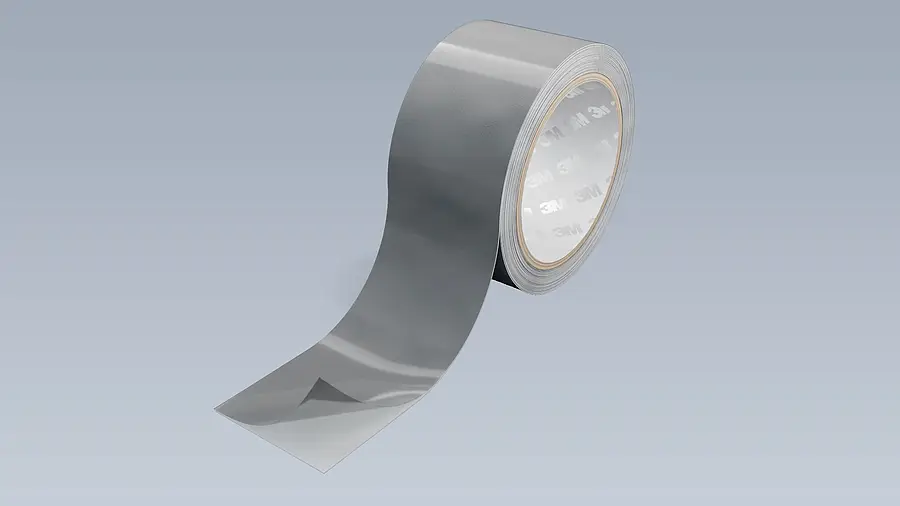 Rolled double-sided adhesive material with an unwound web