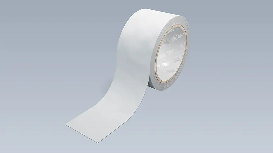 White adhesive tape roll with a length of tape unwound