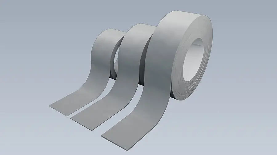Three light-coloured adhesive tape rolls with different amounts of winding