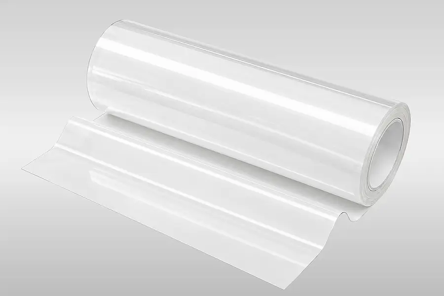 Transparent PE film on a wide roll
