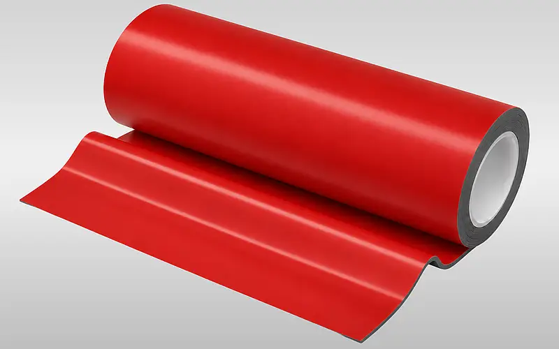 Red roll of double-sided acrylic adhesive tape
