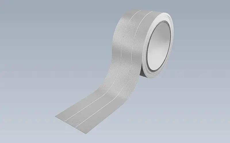 A roll with several parallel tape strips