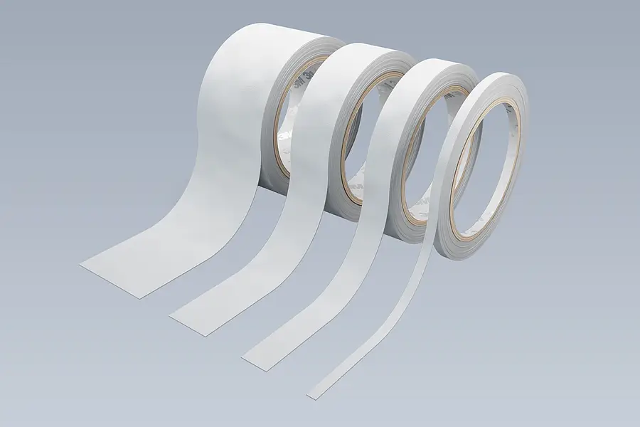 Illustration of several adhesive tape rolls in different widths