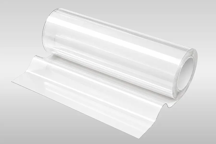 Transparent technical polymer film on a roll