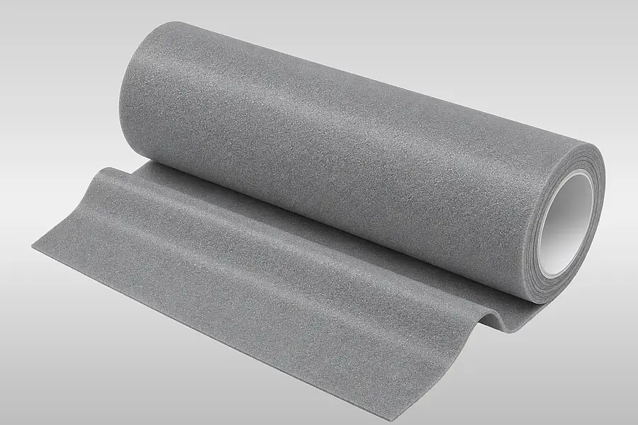 Roll of PU foam with an unwound sheet