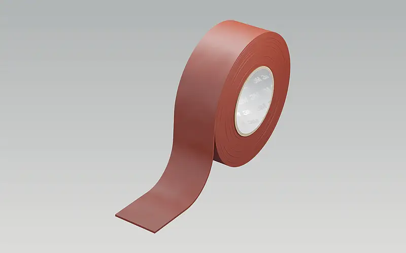 Red roll of rubber material as an example of a base material