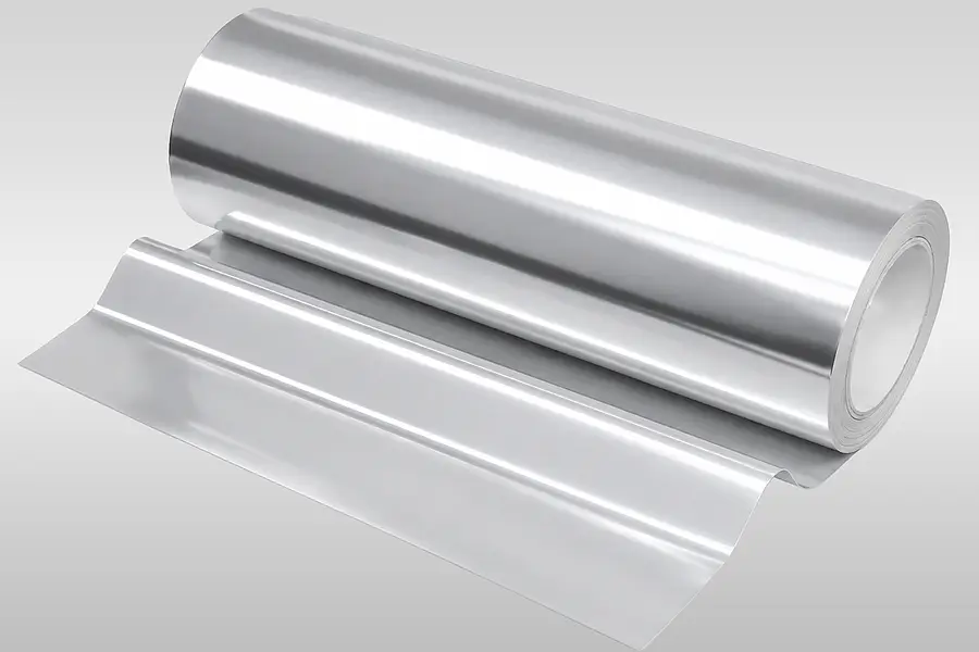 Shiny silver technical film on a roll