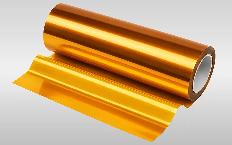 Orange technical foil on a roll as an example of base material to be assessed
